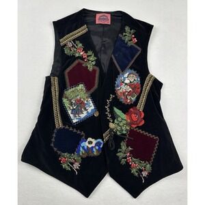 Cambridge Country Store Velvet‎ Embroidered Christmas Best Santa Beaded M L